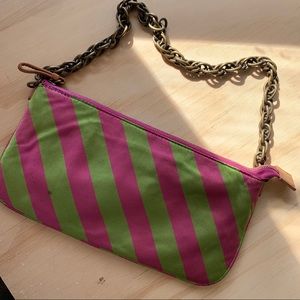 J.Crew Demi Striped Satin Chain Clutch